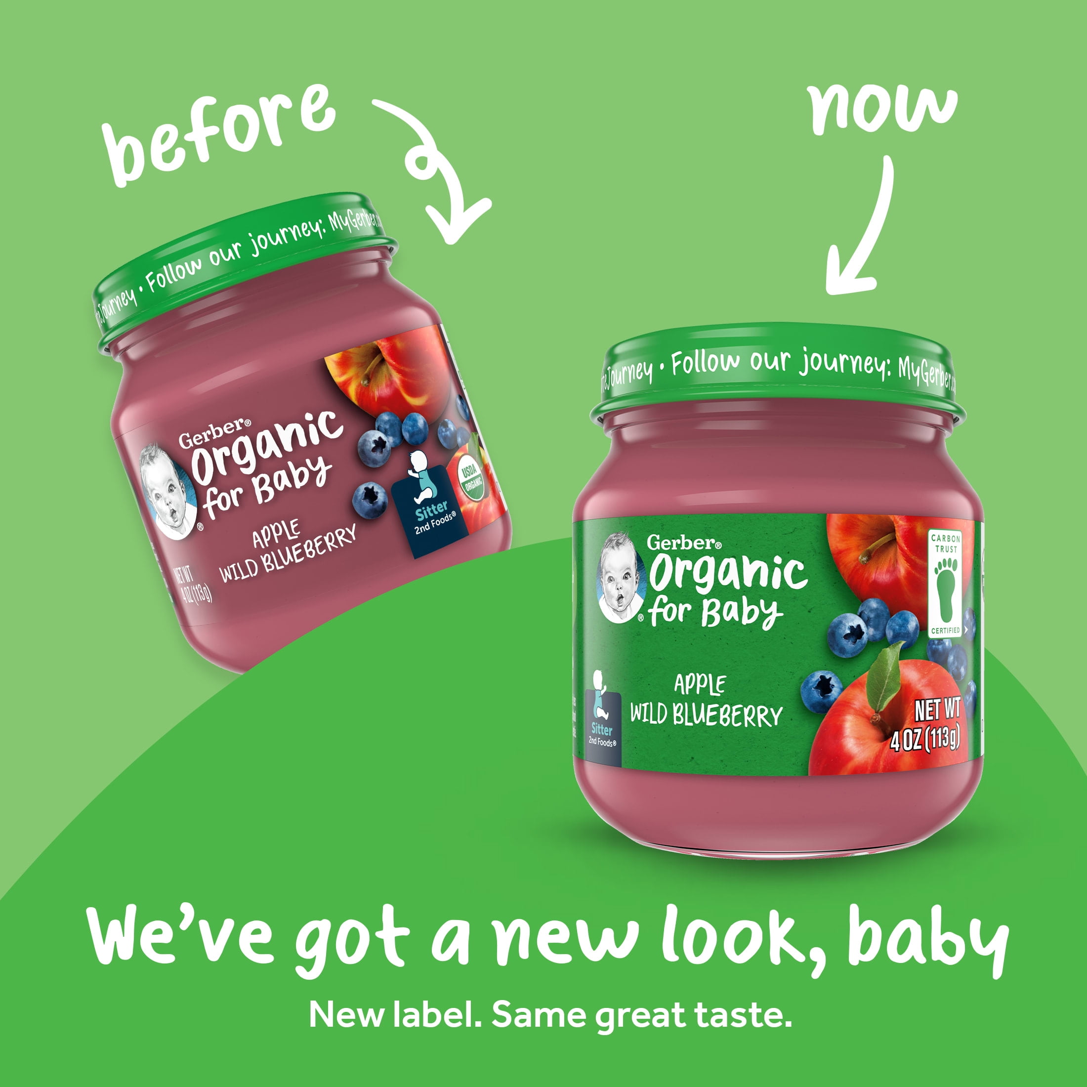 (Pack of 10) Gerber 2nd Foods Organic Apple Wild Blueberry Baby Food, 4 oz Jars