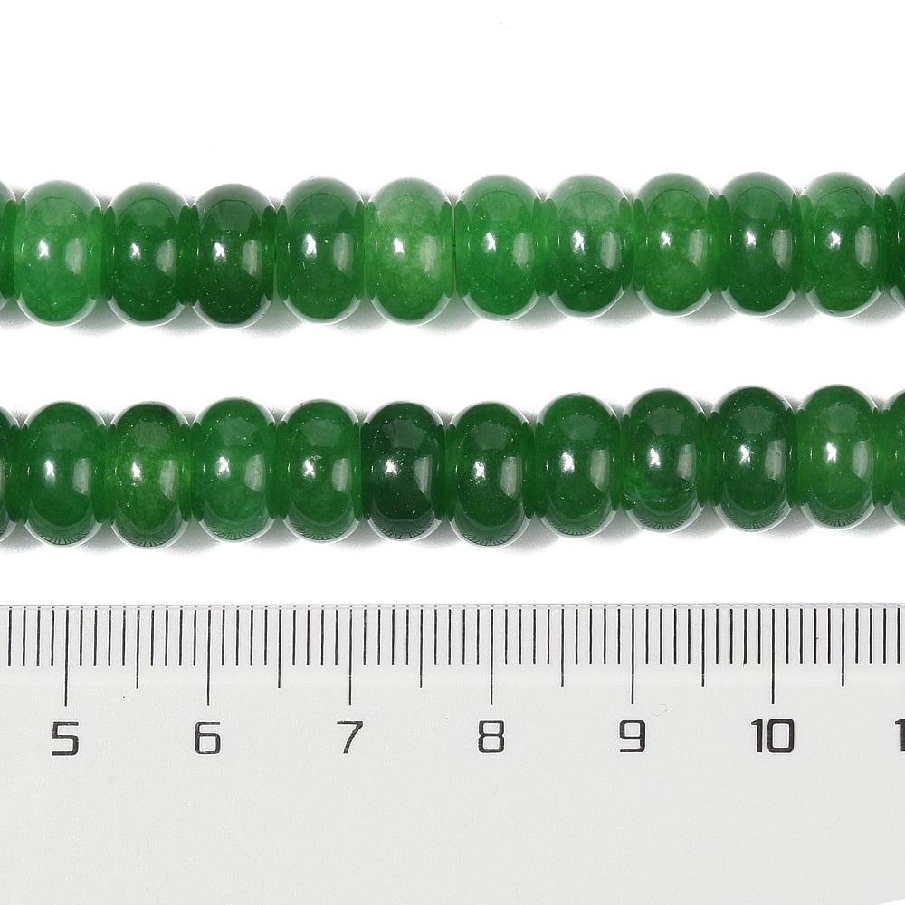 Dyed Natural White Jade Beads Strands Rondelle Green 10x6mm Hole: 1.2mm 63pcs/strand 14.88''(37.8cm)