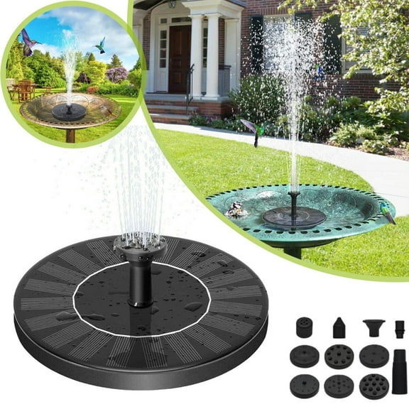 Solar Bird Bath Fountains Pump, 1.4W Upgrade Solar Fountain Pump with 11 Accessories, Free Standing Floating Solar Powered Water Fountain Pump for Bird Bath, Garden, Pond, Pool, Outdoor