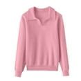 thumbnail image 5 of Lumtrix Women's 2026 V Neck Sweater Long Sleeve Fashion Knitted Pullover Fall Sweaters Tops Loose Collared Shirt Pink S, 5 of 5