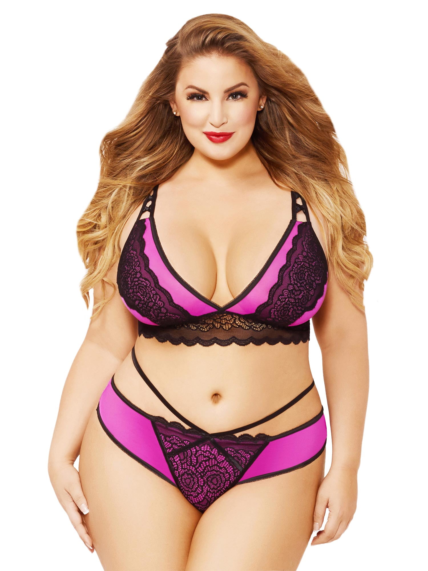 Seven Til Midnight - Womens Plus Size Lace Bralette Set ...