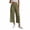 #0363-Army Green, variant on Women's Capri Pants Elastic Waist Crinkle Textured Cropped Pants for Retro Minimalist Daily Wear Loose Straight Leg Linen-Like Bottoms Gift