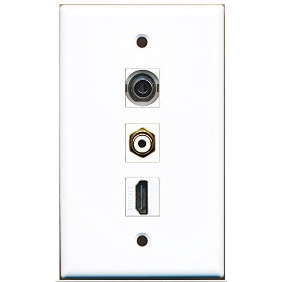 RiteAV - 1 Port HDMI and 1 Port RCA White and 1 Port 3.5mm Wall Plate
