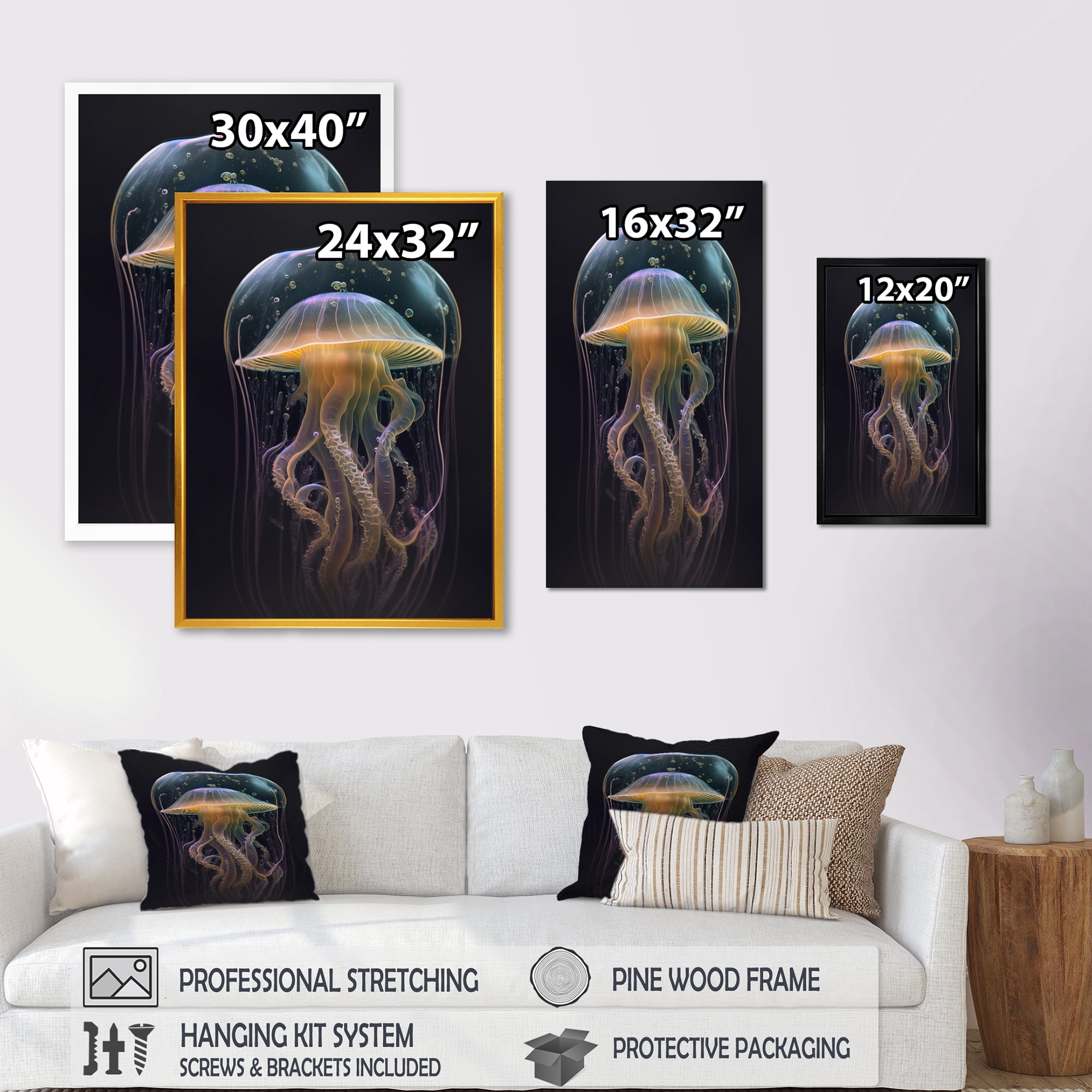 Designart Jellyfish II Canvas Wall Art