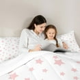 thumbnail image 4 of Manfei Kawaii Stars Print Twin Bedding Sets 7-Piece, White Pink Cartoon Style Bedding Comforter Set, Teens Kids Boys Girls Sheet Sets, Super Cozy Room Decor, 4 of 7