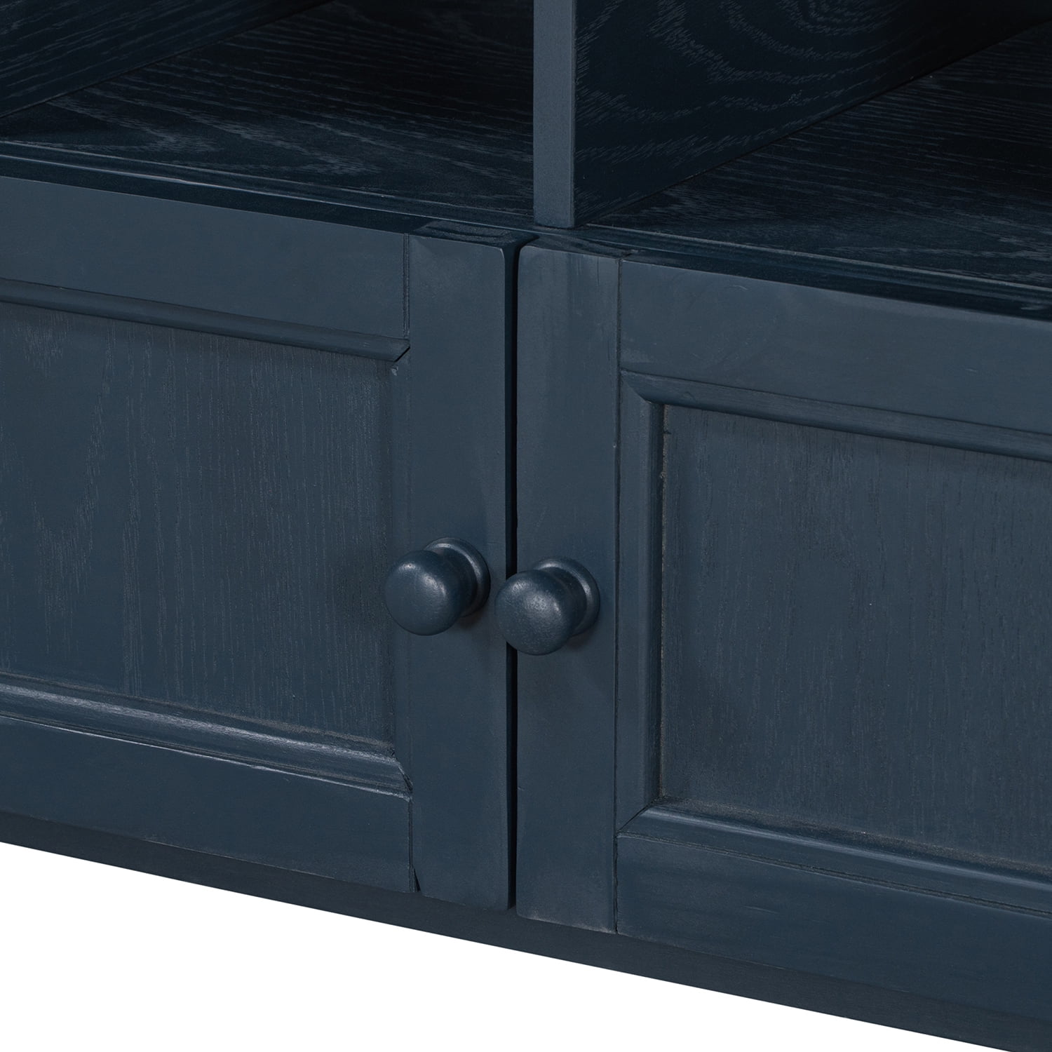 Kadyn Rustic Style Two-Door Storage Bench, Shoe Entryway Bench with Linen Upholstered Top Cushion, Pine Organizer Footrest Bench Ottoman for Entryway, Antique Navy Kadyn Rustic Style Two-Door Storage Bench, Shoe Entryway Bench with Linen Upholstered Top Cushion, Pine Organizer Footrest Bench Ottoman for Entryway, Antique Navy