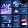 thumbnail image 3 of Proyector 4k, Mini Proyector Portatil con Android, Proyectores Inteligente 200 ANSI con WiFi 6 y BT 5.4, Auto Keystone, Pantalla de 200", Giro de 270&deg;, Compatible con HDMI/iOS/Phone/PC/PS, 3 of 9