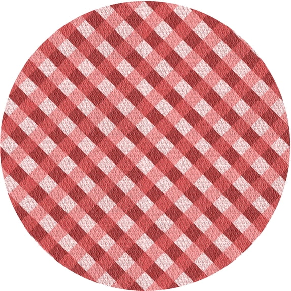 Ahgly Company Machine Washable Indoor Round Transitional Pastel Pink Area Rugs, 4' Round