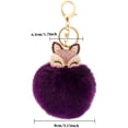 thumbnail image 2 of Honbay - Llavero con pompón de piel sintética de conejo, con cabeza de zorro y diamantes de imitación para bolso de mujer, bolso escolar, teléfono móvil o colgante de coche (rosa) MFZFUKR WMPH-1286-2, 2 of 6
