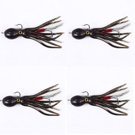 Wofarmy Fishing Lure with 21g Squid Skirts Soft Bait for Saltwater Great for Targeting Catfish and Other Predatory Fish Dark Green 4Pcs