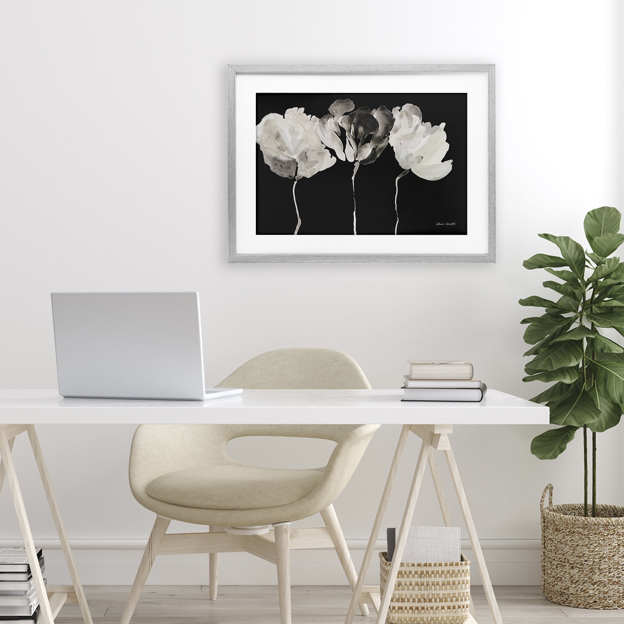 Stupell Industries Trio In Light On Black Gray Framed Print Under Glass, design by Lanie Loreth