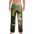 thumbnail image 2 of Lsque Deep Forest Stone Green Dragon Print Men's Pajama Pants, Lounge Pant - Comfortable Home Wear,Elastic Waistband, Stylish Design-XX-Large, 2 of 9