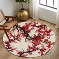 thumbnail image 2 of Round Rug 7Ft Washable Non-Slip, Red Flowers Circle Area Rugs for Living Room Bedroom, Chinese Plum Blossoms Traditional Ink Painting Indoor Floor Mats Carpet Runner for Home Decor Aesthetic, 2 of 8