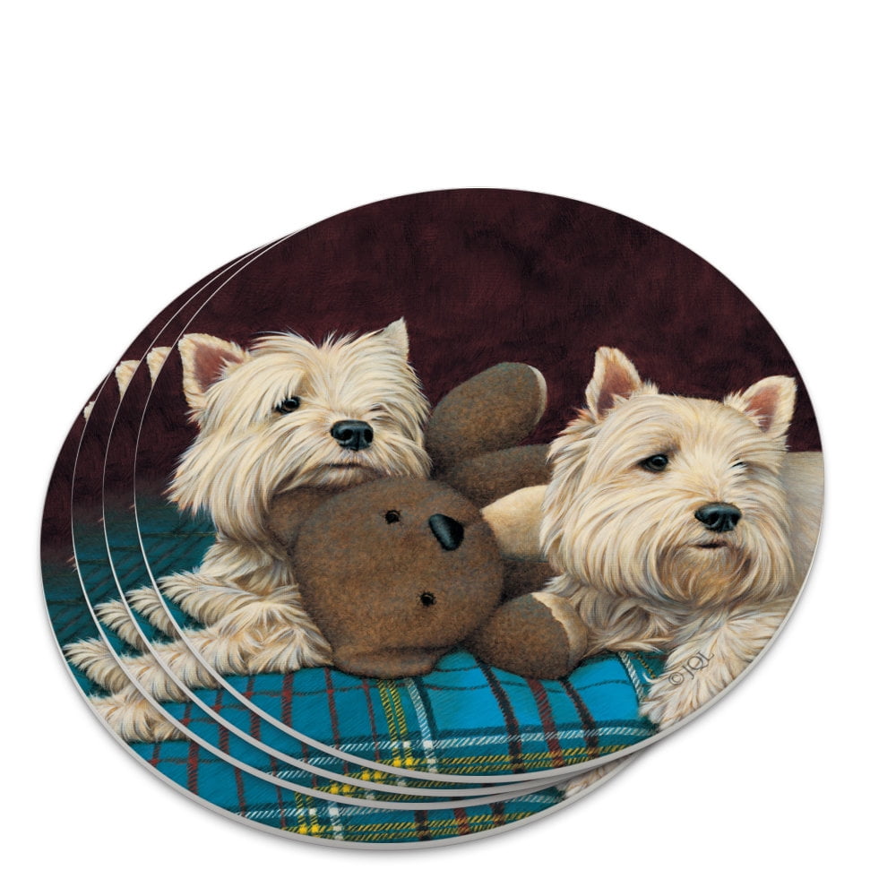 Princess Westie Dog Set of 4 Coasters 