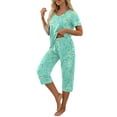 thumbnail image 3 of MINTREUS Womens Pajamas Short Sleeve Sleepwear Tops and Capri Pants Pjs Print Pajama Sets S-2XL, 3 of 7