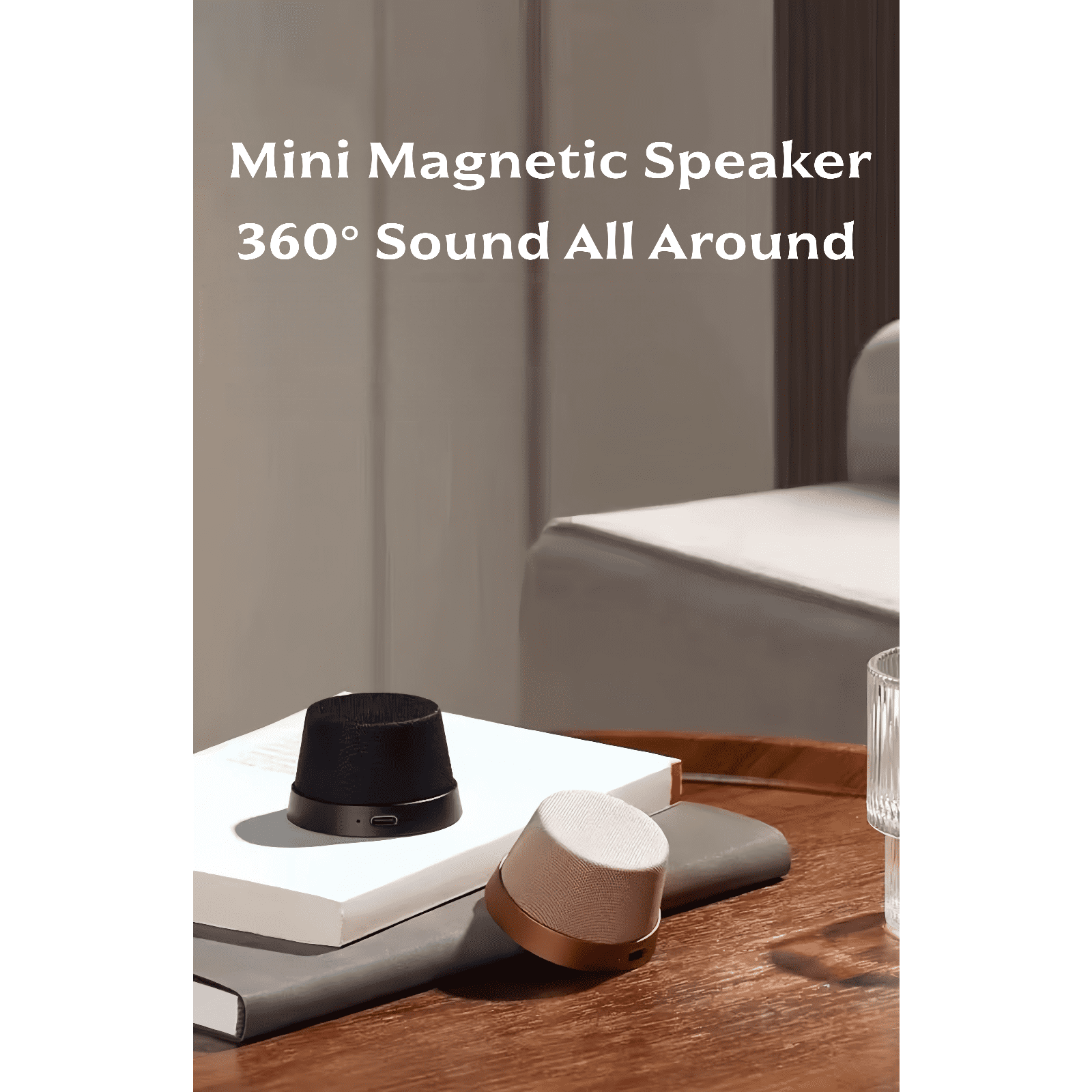 2-in-1 Magnetic Phone Stand Bluetooth Speaker, IPX6 Water Resistant, TWS Stereo Pairing