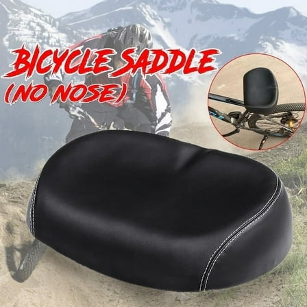 Black Comfortable Leather   Metal Soft Wide Large No Pressure Bicycle Saddle Bike Seat Cushion Bicycle Accessories