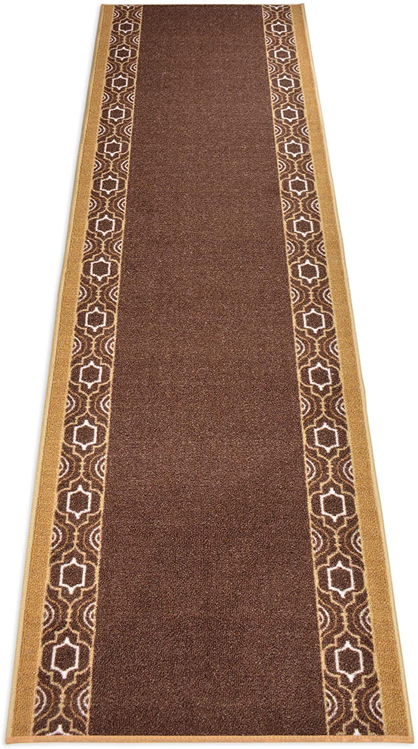 Details about   Custom Size Runner Rug Abstract Brown Beige Skid Resistant Rugs By Feet 26" W 