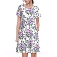 thumbnail image 1 of Disketp Violets Flowers para Vestido de Manga Corta para Mujeres, Vestidos de Verano para Mujeres, Casual y Holgado para la Playa, 1 of 6
