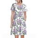 thumbnail image 1 of Fotbe Violets Flowers Vestido Largo de Moda para Mujer, Vestido Tipo Camiseta con Manga Corta y Estilo Casual a Rayas y Bloques de Color, 1 of 6