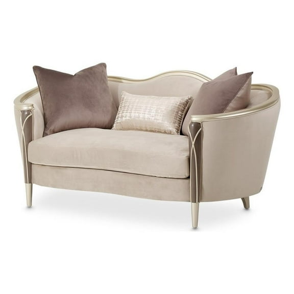 Michael Amini Villa Cherie Velvet Loveseat in Porcini/Hazelnut Brown