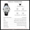 thumbnail image 6 of OLEVS Watches for Men Chronograph Black Leather Gold Plated Case Analog Quartz Fashion Business Dress Large Face Mens Watches Luminous Waterproof Casual Male Wrist Watch Reloj para Hombre, 6 of 13