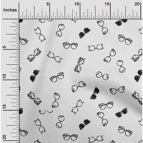 oneOone Cotton Cambric White Fabric Goggles Fashion Craft Projects Decor Fabric Printed By The Yard 56 Inch Wide