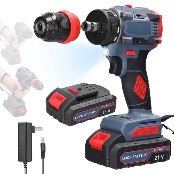 21V 2in1 Lithium Drill Electric Screwdriver Multi-function Power Tool 55Nm Torque Brushless Motor Practical Screw Driver for Home Appliances Furniture Installation Automotive Electronics Rep
