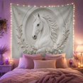 thumbnail image 2 of White Horse Bas Relief in Ornate Oval Frame, Serene Vintage for Horse Lovers, Equestrian Wall Art, Housewarming Gift, Tapestry Wall Hanging for Bedroom and Dorm, 2 of 7