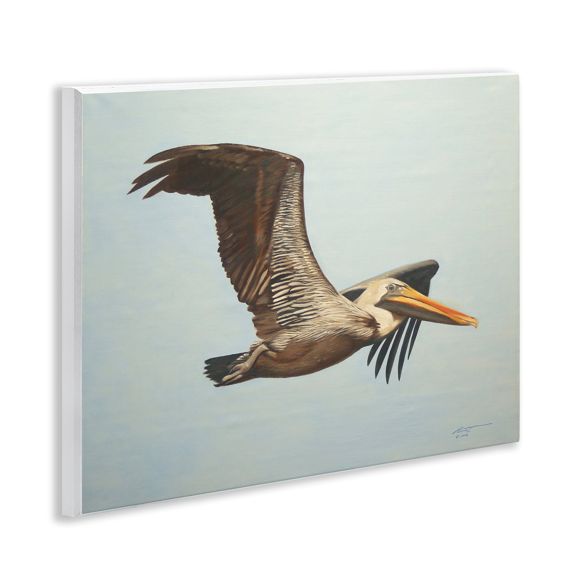 Stupell Industries Brown Pelican in Flight Animals & Insects Painting Unframed Art Print Wall Art, 14 x 11