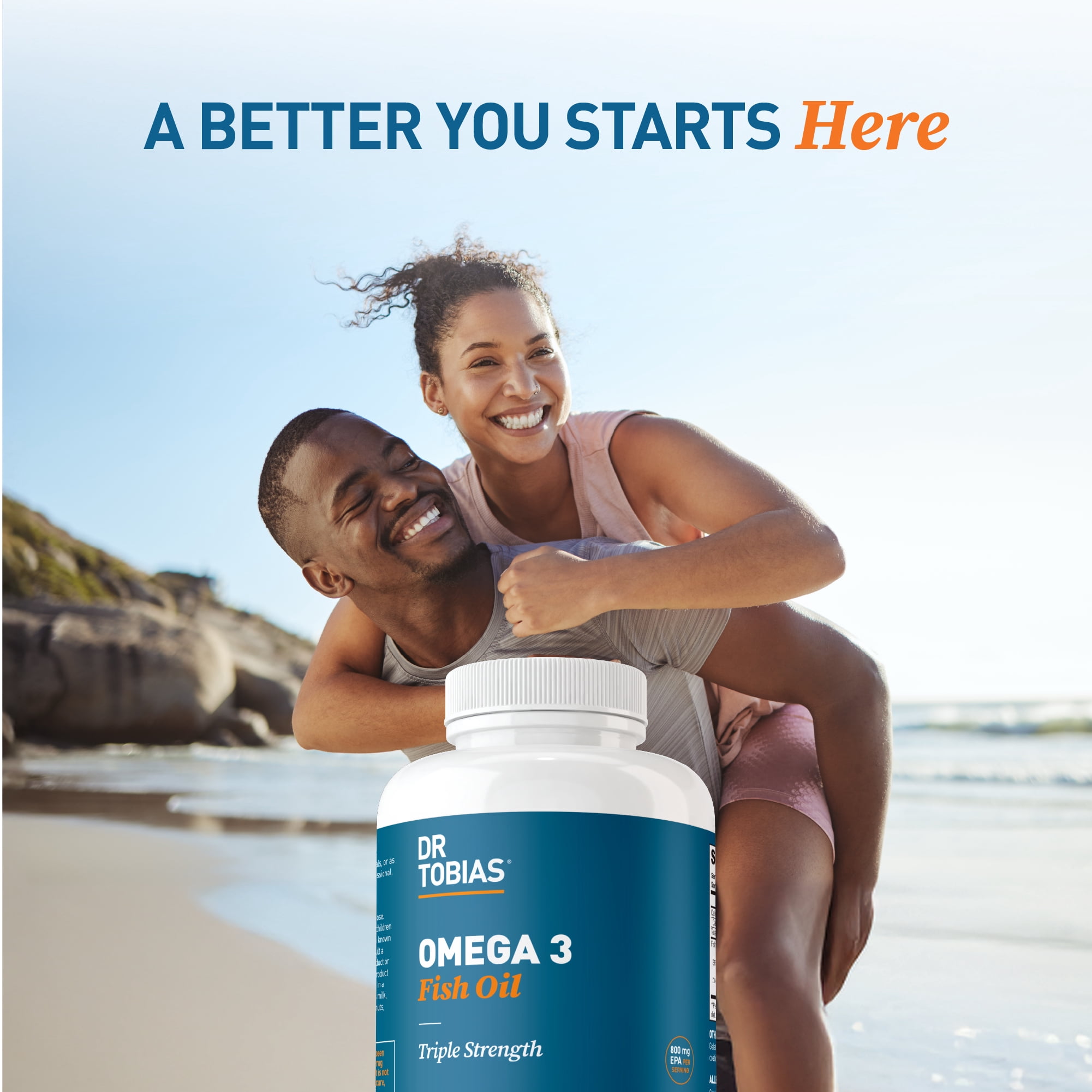 Dr. Tobias Omega 3 Fish Oil 2000mg Triple Strength with 800mg EPA 600mg DHA Per Serving | Fish Oil Omega 3 Supplements for Heart Brain & Immune Support - 60 Softgels (30 Servings)