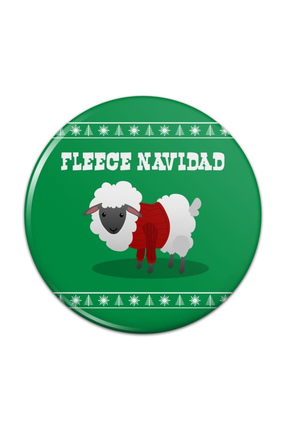 Fleece Feliz Navidad Sheep Christmas Holiday  Pinback Button Pin Badge - 3" Diameter