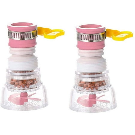 

Kitchen Faucet Head 2Pcs Anti-Splash Faucet Filter Faucet Sprayer Head Faucet Booster Filter Water Saving Retractable Faucet (Pink)