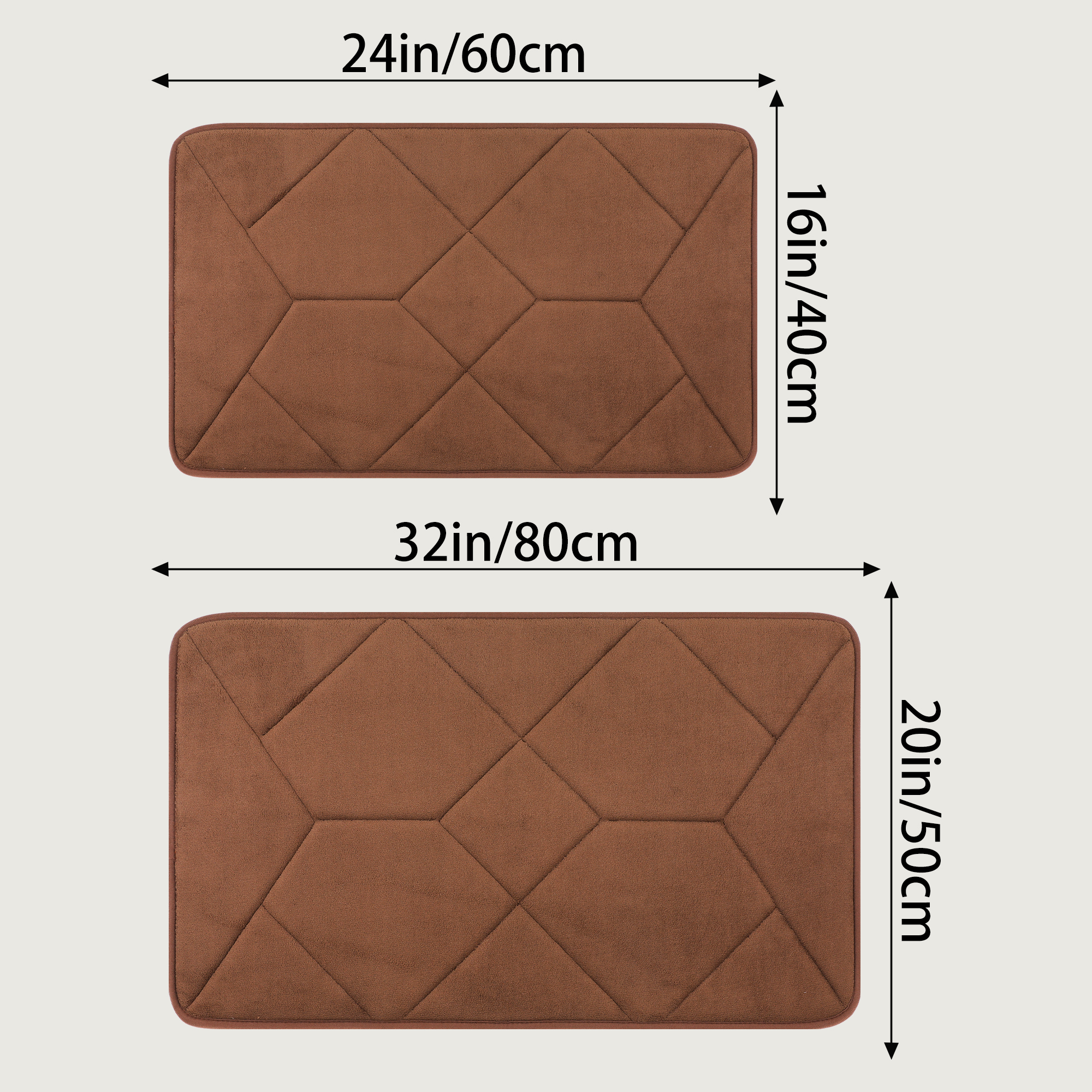 Unique Bargains Memory Foam Quick Dry Washable Non Slip Rugs Brown 20" x 32"