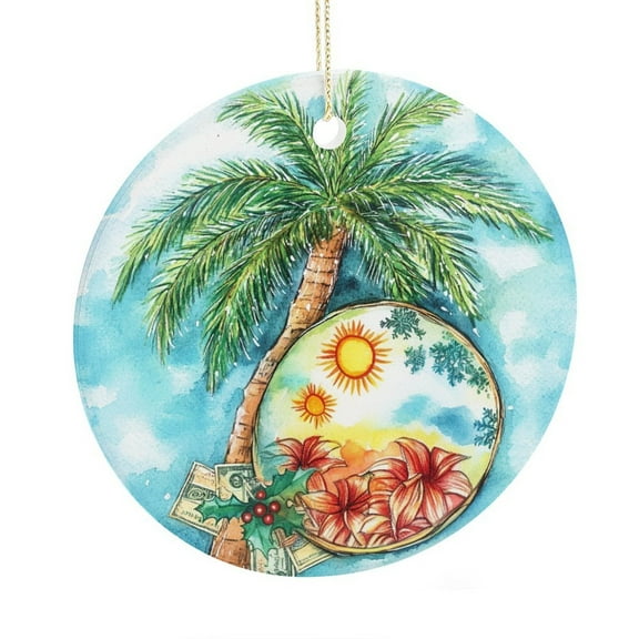 Ceramic Ornament Beach Christmas Keepsake Gift Xmas Ornament for Family Sister Friends Cute Tropical Palm Tree Christmas Christmas Tree Ornament
