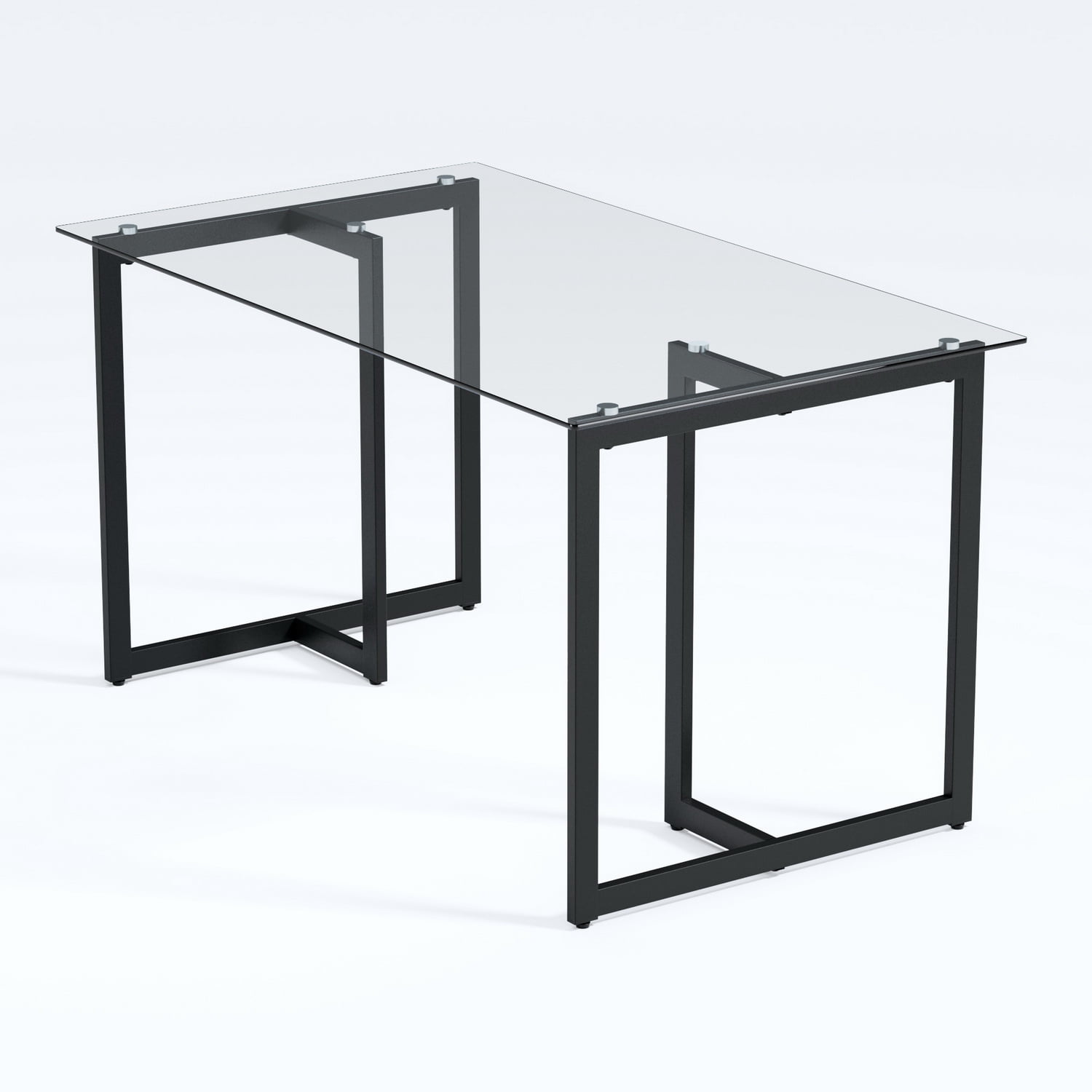 Homy Casa 55.1 inch Writing Desk with Tempered Glass Top Computer Desk for Home Office, Living Room