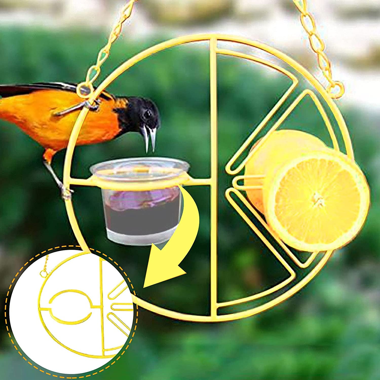 Metal Oriole Bird Feeder for Outdoors, Jelly and Oranges Fruit Oriole