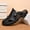 Black, variant on Men's Large Size Handmade Sandals - Breathable Upper & Arch - Slip-Resistant Black Rubber Sole - Brown/Black/Tan/Coffee/Blue - Slip-On/Slip-Resistant Design - Cushioned Insole - Casual Beach Shoes fo