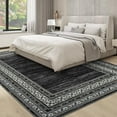 thumbnail image 6 of Modern 9x12 Black Area Rugs for Living Room, Soft Washable Bedroom Rug, Large Non Slip Accent Carpet for Dining Room, Ultra Thin Geometric Bordered Floor Cover for Nursery Office, 6 of 8