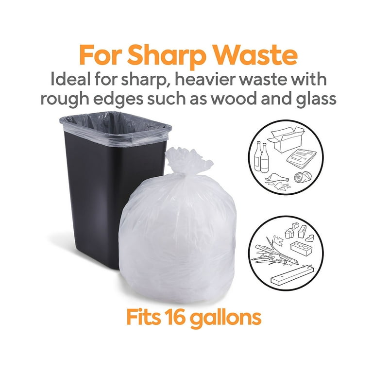 Clear 7-10 Gallon Trash Bags, 250 Bulk Pack - Medium Size Garbage Bin Liners  for
