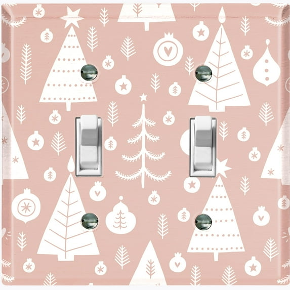 Metal Light Switch Plate Cover Festive Christmas Tree Ornaments Pink XMS009