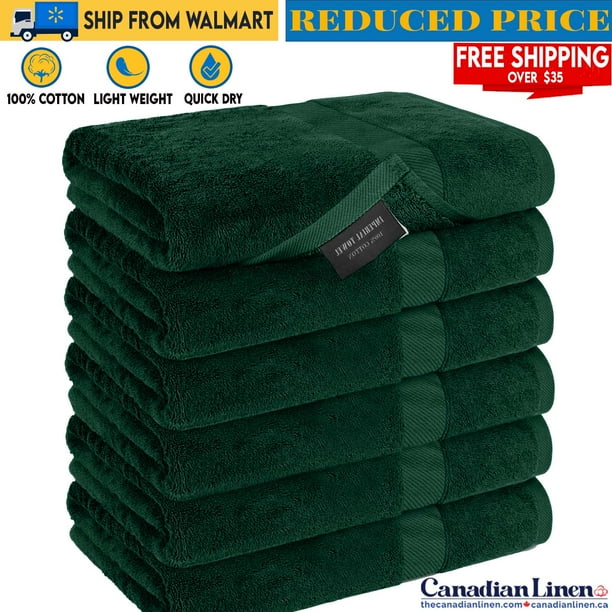 Canadian Linen Imperial Basic 6 Pack Hunter Green Bath Towels Set for