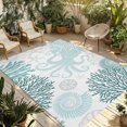 thumbnail image 2 of Outdoor Rug 3x5 ft Turquoise Octopus Outdoor Large Area Rug Non Slip Rubber Coral Starfish Shell Front Door Mat RV Rug Camping Carpet Patio Outdoor Rugs for Backyard Balcony Deck Porch Indoor, 2 of 9