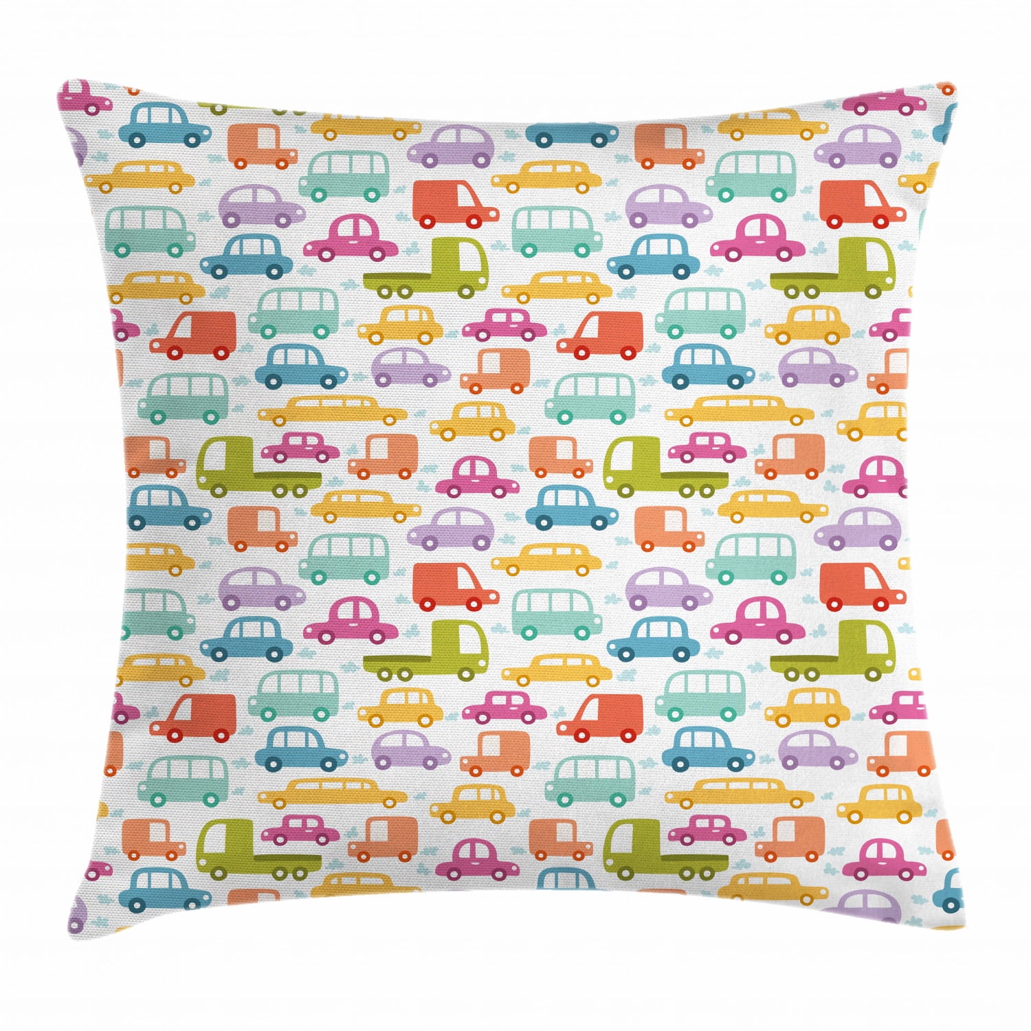 Cars Throw Pillow Cushion Cover, Lovely Drive on a Sunny Fun Summer Day