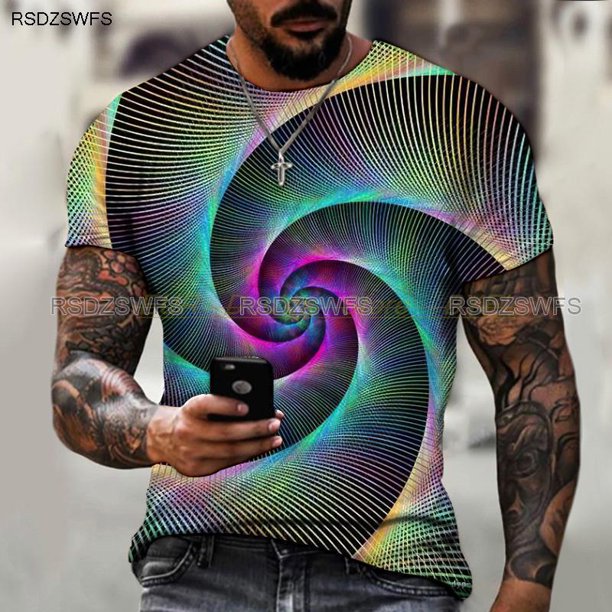 Camiseta de manga corta de verano para hombre de marca Tech Swirl Información digital Impresión 3D Camiseta de hombre Harajuku Moda Streetwear Tamaño 5XL Tan Jianjun unisex