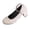 Beige, variant on Flock Ankle Strap Block Heel Pumps for Women, Closed Toe Mid Heel Dress Shoes