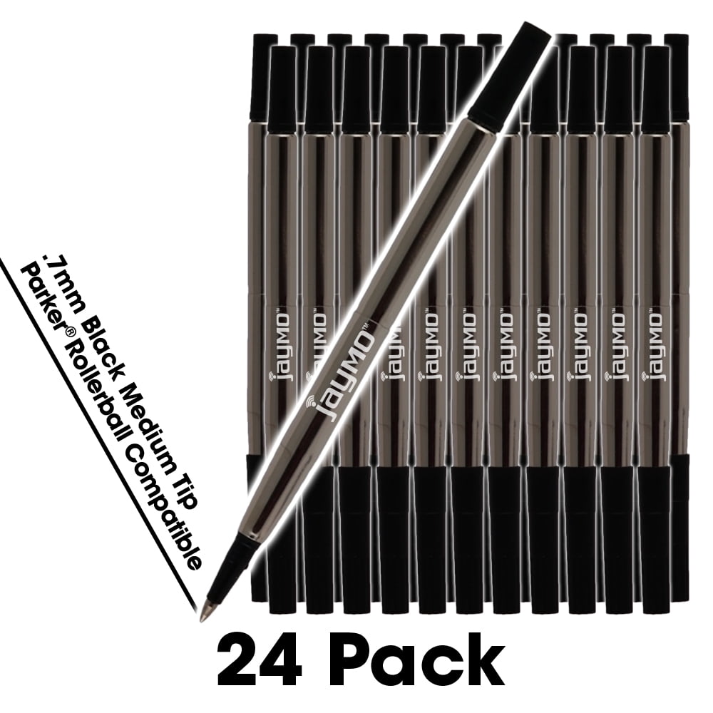 Jaymo 24 Black Parker Quink Rollerball Compatible Pen Refills