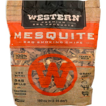 Western Premium BBQ Products Mesquite BBQ Smoking Chips, 180 Cu in