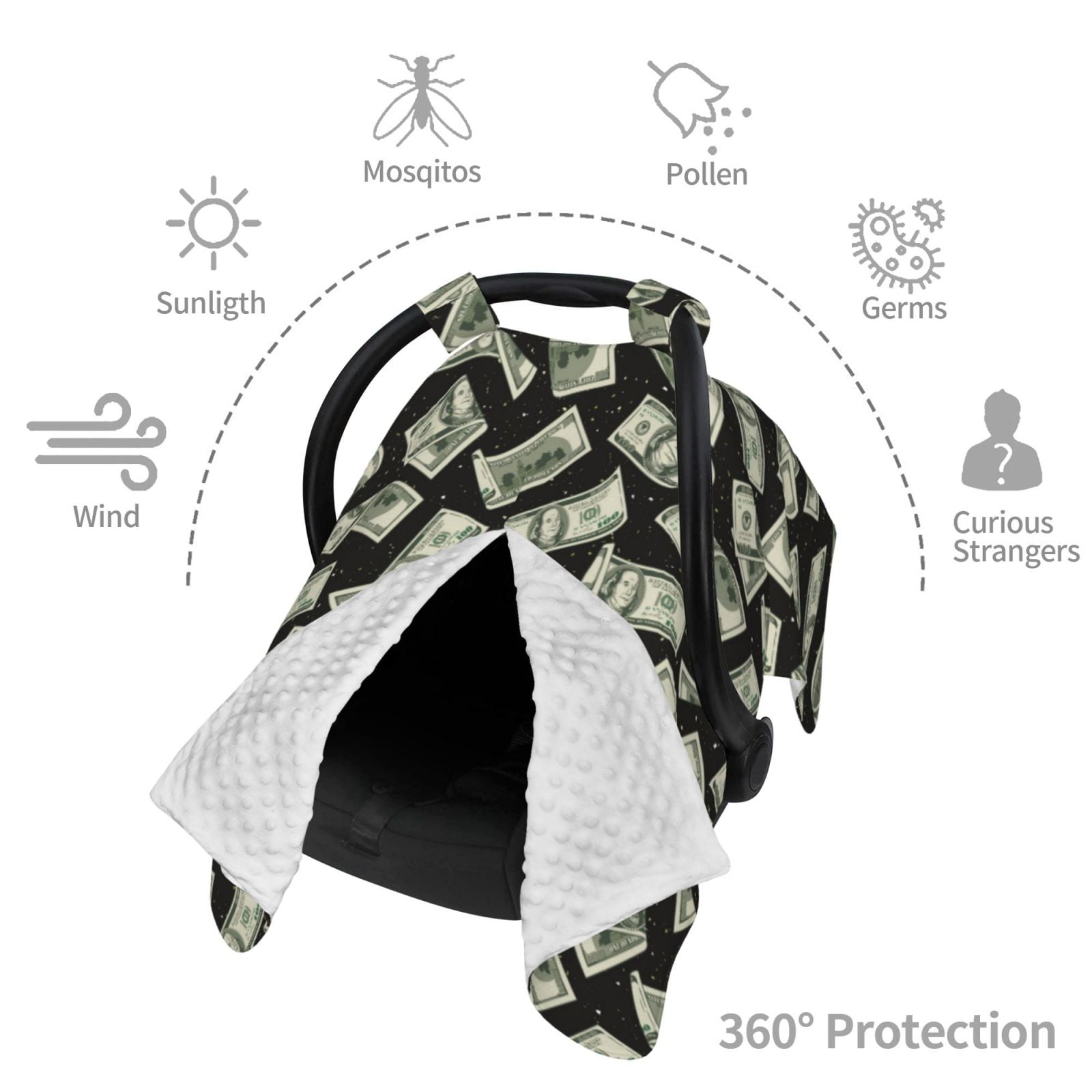 Car Seat Cover Baby - Dollar Breathable Infant Car Seat Cover for Baby Carseat, Lightweight Comfort Baby Essentials Must Haves Newborn Stuff for Girl Boy