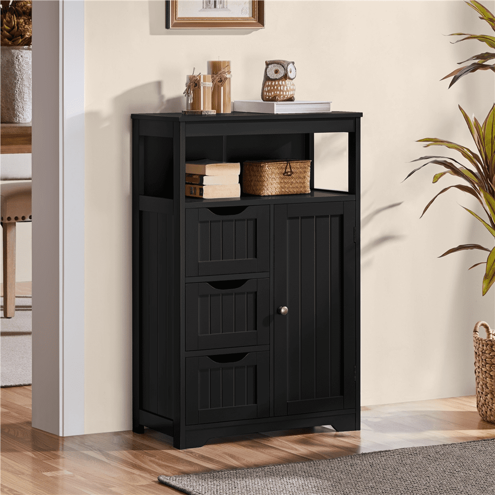 Renwick Bathroom Floor Cabinet, Black, 34″ H